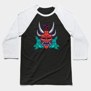 red oni mask with leaves on the back Baseball T-Shirt